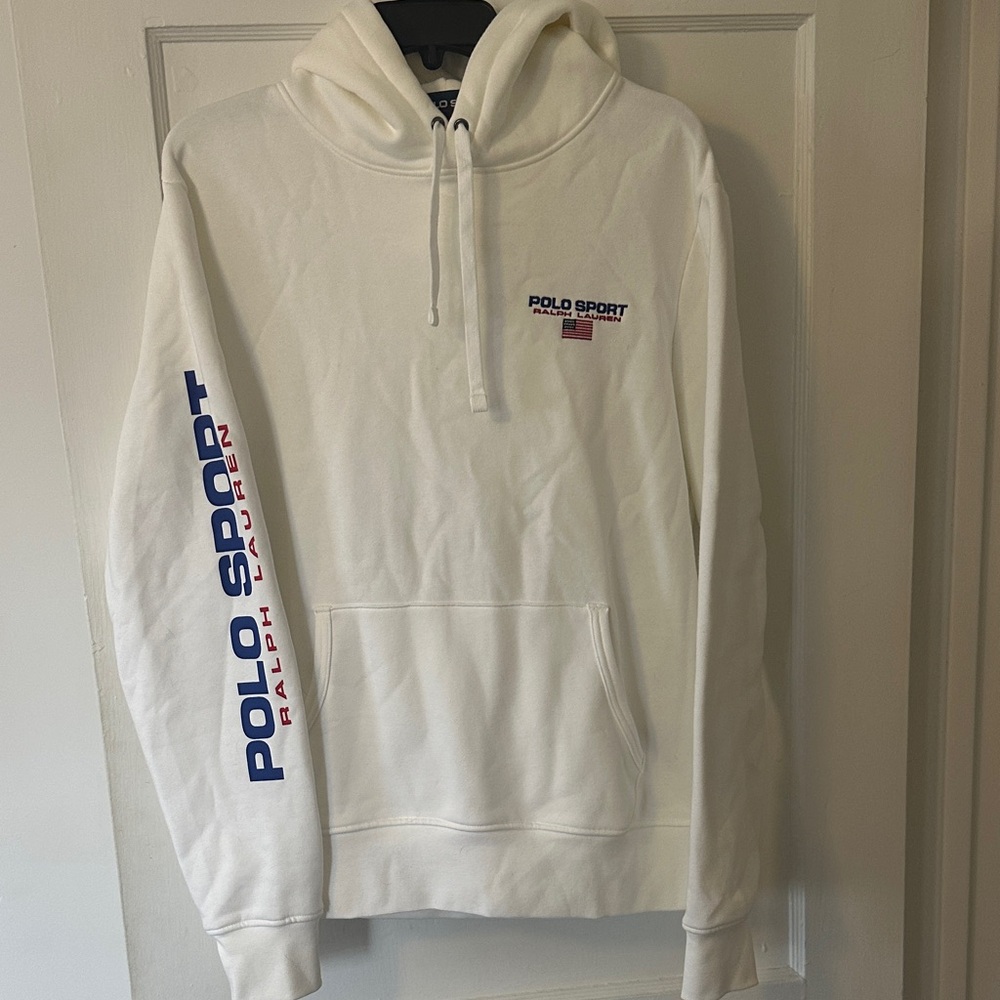 Polo by Ralph Lauren White Polo Sport Hoodie with Blue & Red Logos